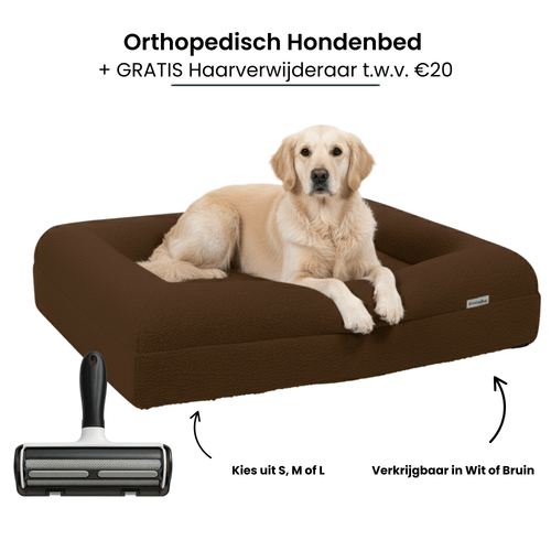 Hondenkussen Orthopedisch - Bouclé Choco Bruin + Haarverwijderaar Bundel