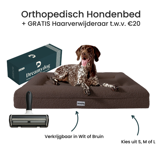 Hondenkussen Orthopedisch - Bouclé Choco Bruin + Haarverwijderaar Bundel