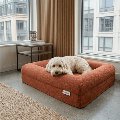Orthopedisch hondenkussen - Bouclé Terracotta - Dreamydog - Hondenkussen