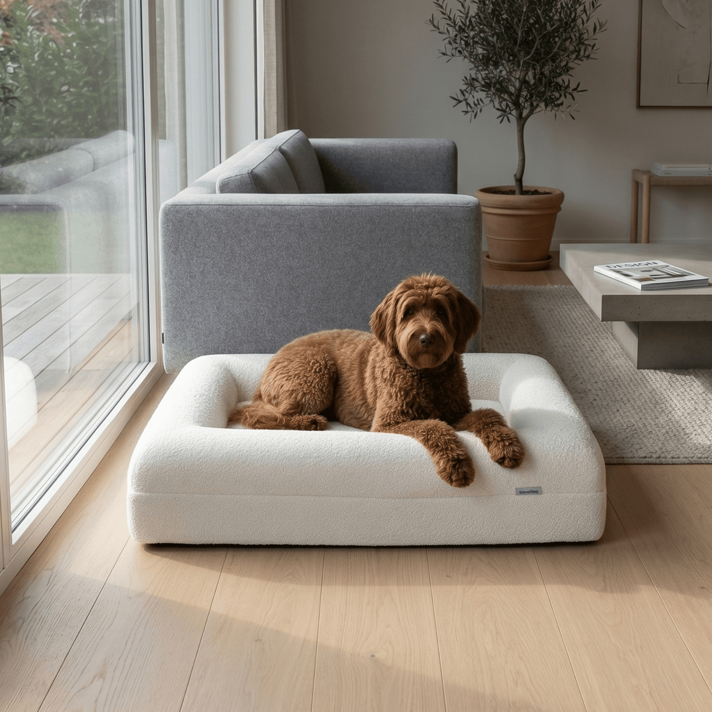 Orthopedisch hondenkussen - Bouclé Wit - Dreamydog - Hondenkussen